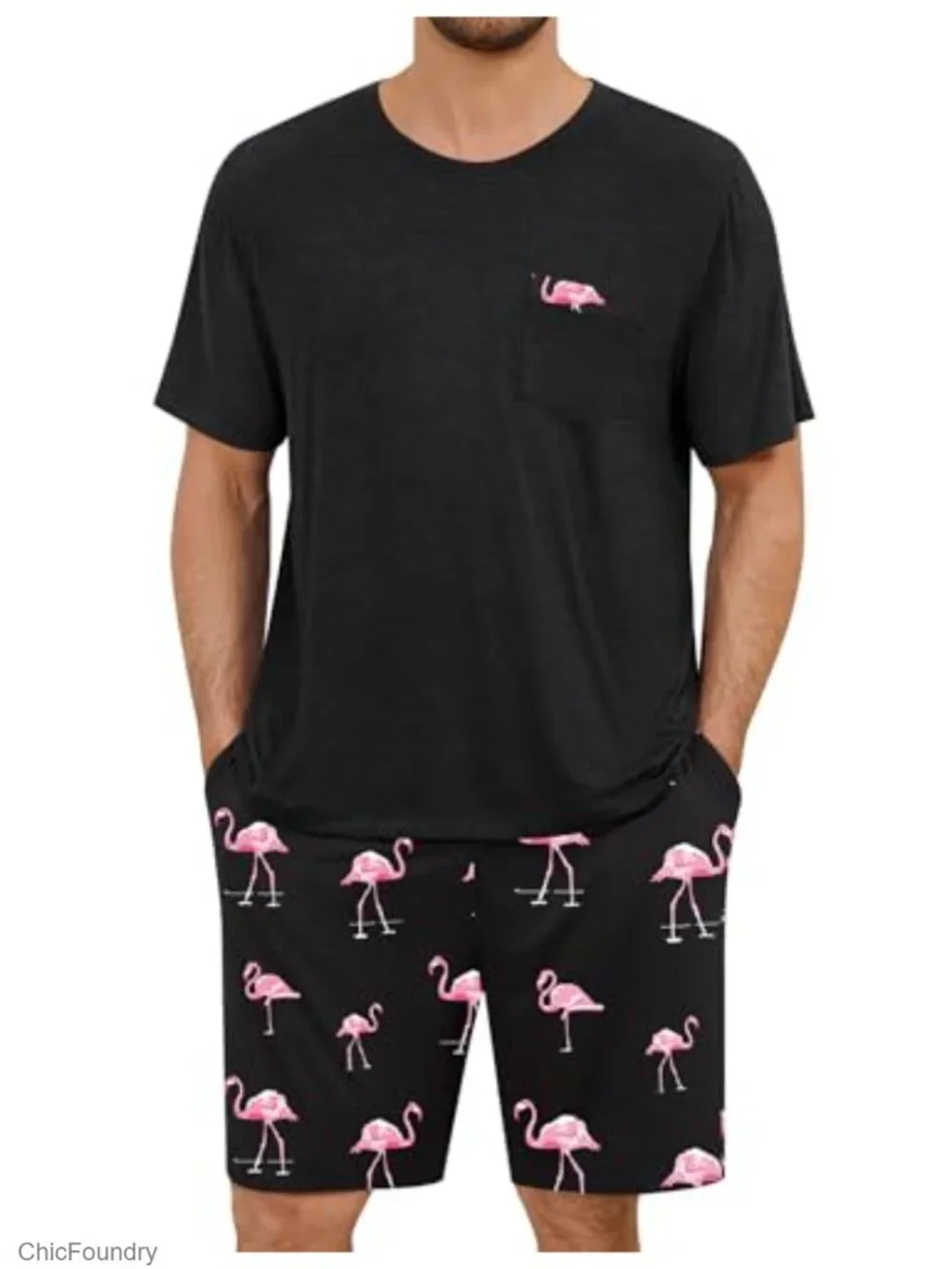 Men's Short Sleeve Pajama Set 2 Piece Loungewear Sleepwear with Pockets S-XXL